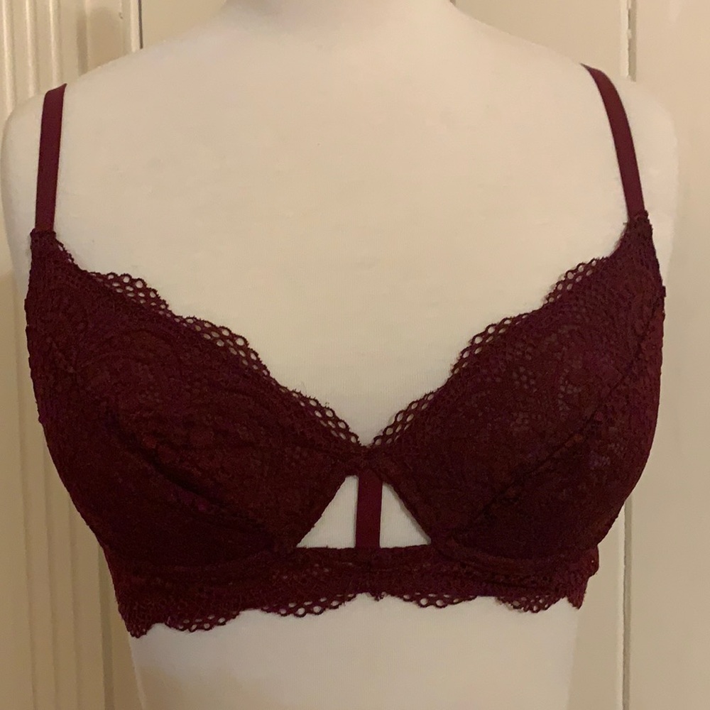 Burgundy lace bra